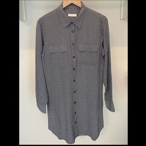 NWOT Equipment Blue Long Sleeve Shirtdress Medium